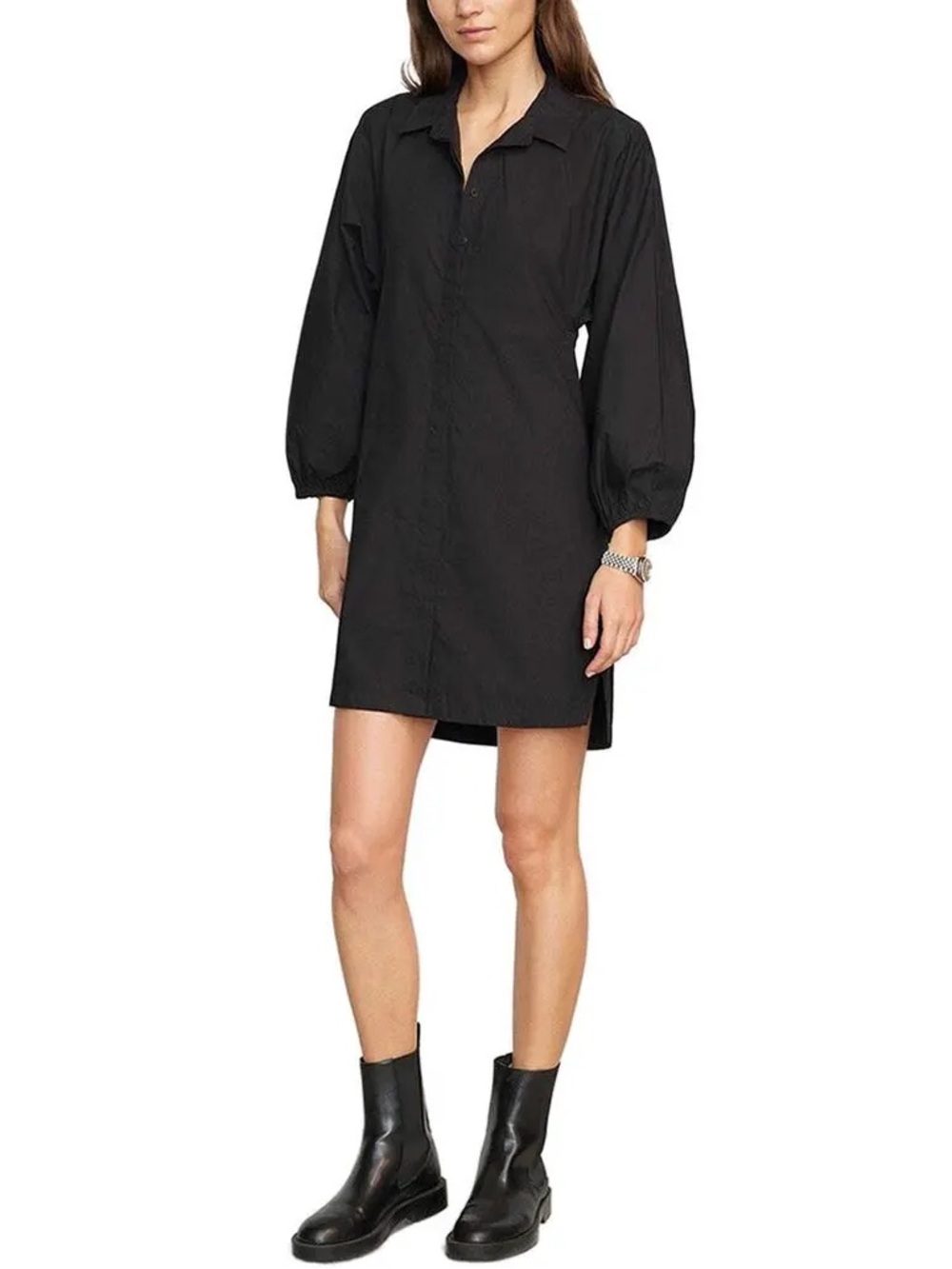 Modern Citizen Clara Open-Back Button Down Dress Black Small